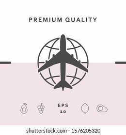 Earth and Airplane logo. Graphic elements for your design
