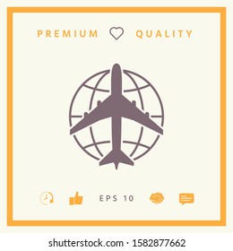 Earth and Airplane logo. Graphic elements for your design