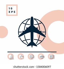 Earth and Airplane logo. Graphic elements for your design