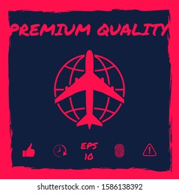 Earth and Airplane logo. Graphic elements for your design