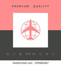 Earth and Airplane logo. Graphic elements for your design
