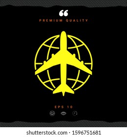 Earth and Airplane logo. Graphic elements for your design