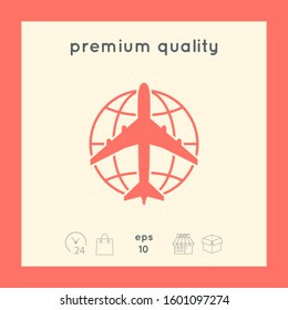 Earth and Airplane logo. Graphic elements for your design
