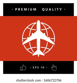 Earth and Airplane logo. Graphic elements for your design