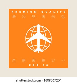 Earth and Airplane logo. Graphic elements for your design