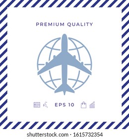 Earth and Airplane logo. Graphic elements for your design