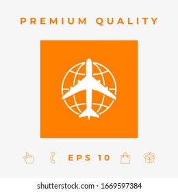 Earth and Airplane logo. Graphic elements for your design