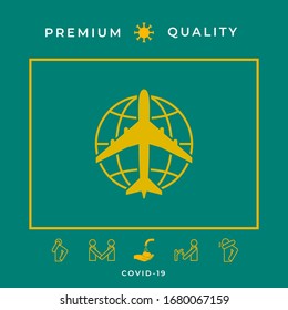 Earth and Airplane logo. Graphic elements for your design
