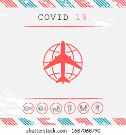 Earth and Airplane logo. Graphic elements for your design
