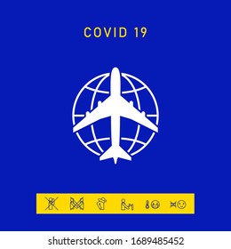 Earth and Airplane logo. Graphic elements for your design