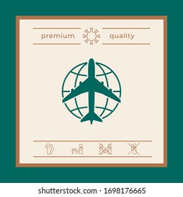 Earth and Airplane logo. Graphic elements for your design
