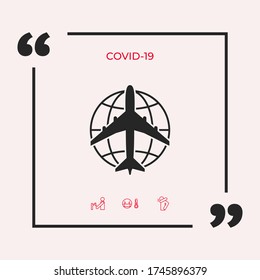 Earth and Airplane logo. Graphic elements for your design