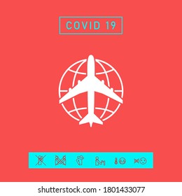 Earth and Airplane logo. Graphic elements for your design
