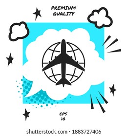 Earth and Airplane logo. Graphic elements for your design