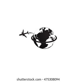 earth airplane vector icon