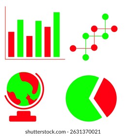 Earth and analytics icon symbolizing global insights and statistics.