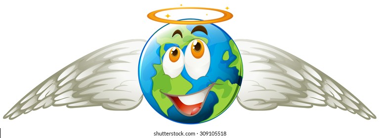 Earth with angel wings illustration