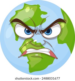 Earth with an angry facial expression