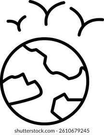 Earth with Animals Vector Line Icon Design