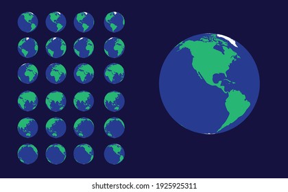 Earth Animation Frame Planet Rotation Vector