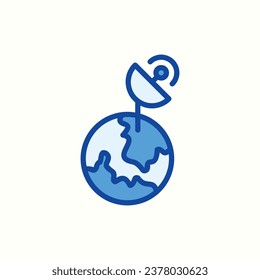 earth, antenna blue icon, isolated icon in light background, perfect for website, blog, logo, graphic design, social media, UI, mobile app