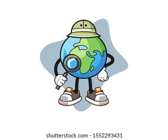 Earth archaeologist cartoon. Mascot Character vector.