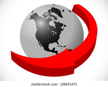 earth and arrow, abstract vector art illustration