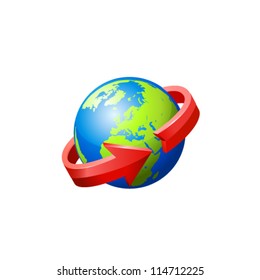 Earth with arrow circle around