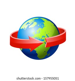 Earth with arrow circle around