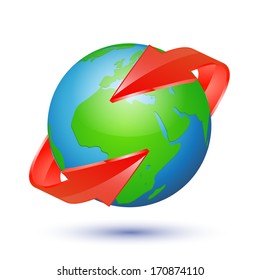 Earth with arrow circle around