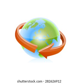 Earth with arrow circle around.