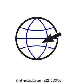 Icono de flecha de la Tierra. Icono para el diseño del sitio web. Ratón informático. Red de Internet. Ilustración vectorial. Imagen de archivo. 