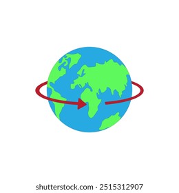 Earth with arrow vector illustration on white background. Ecology concept