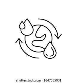 Earth, arrows, drops icon. Simple line, outline vector ecology icons for ui and ux, website or mobile application
