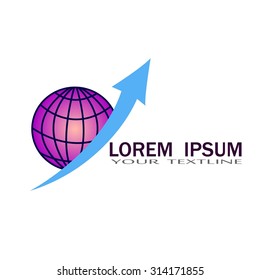 earth arrows paths logo ,Global business idea.- vector illustrator