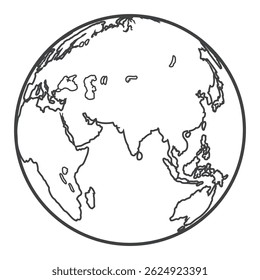 Earth. Asia, Europe, Africa and Indian Ocean. Vector illustration.