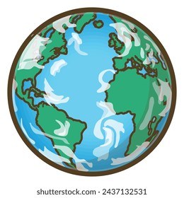 Earth. Atlantic Ocean, Europe, America and Africa. Vector illustration.