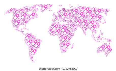 Earth atlas concept organized of love granule icons. Vector love granule pictograms are organized into geometric earth scheme.