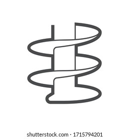 Earth auger drill bit vector icon. Spiral machine equipment tool. Parts of drilling rig for geotechnical engineering, mining, construction and water work by drilling into soil, ground, hole, borehole.