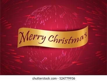 Earth background and gold Merry Christmas tag at center vector, drawing by hand vector and digital illustration