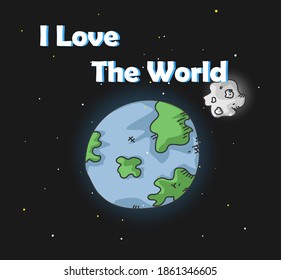 earth background and I love The world Vector picture