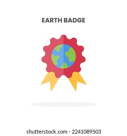 Earth Badge icon flat. Vector illustration on white background. Can used for web, app, digital product, presentation, UI and many more.