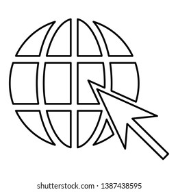 Earth ball and arrow Global web internet concept Sphere and arrow Website symbol icon outline black
