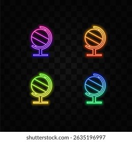 earth ball globe globe linear ui icon. neon style.perfect for dark theme. geography class. vector line pictogram.