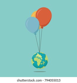 Earth balloon vector. free space for text. wallpaper. background. 