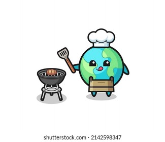 Erdbarbebenkoch mit Grill, süßes Design