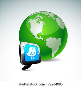 Earth with bird icon.
