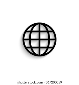earth - black vector icon  with shadow
