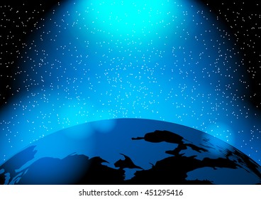 Earth and blue light vector illustration