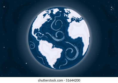 Earth - The Blue Marble, our home planet seen in space. Vector file saved as EPS AI8, all elements layered and grouped.